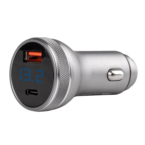 Punjač USB/USB-C ALU s voltmetrom 12/24